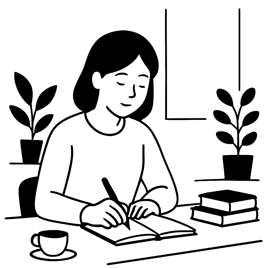 Individual person tracking personal growth habits like morning routines and mindfulness