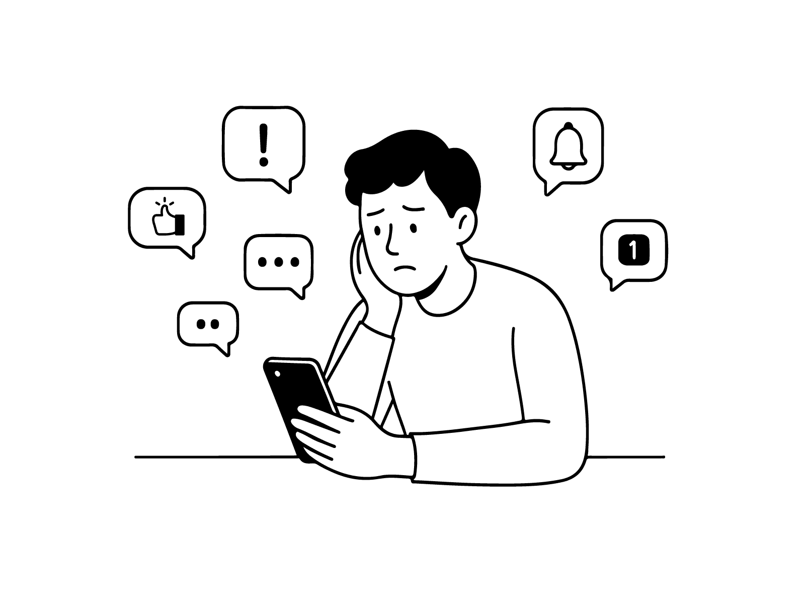 Person overwhelmed by social media notifications and pressure to perform publicly